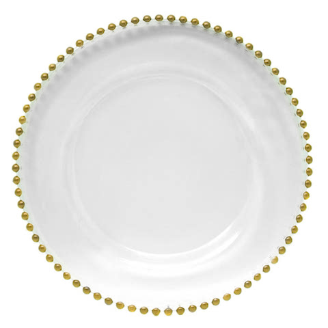 Crystal Charger Plate with Gold Beaded Crystal Charger Plate with Gold Beaded