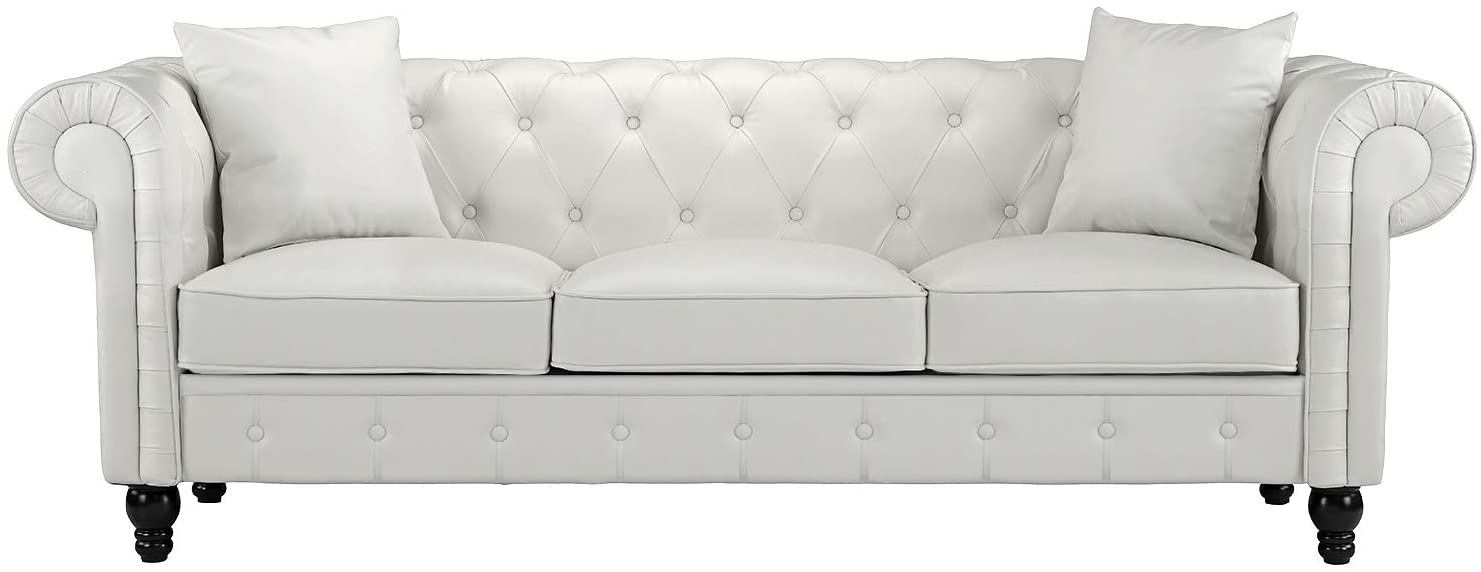 White Leather Tufted Sofa White Leather Tufted Sofa