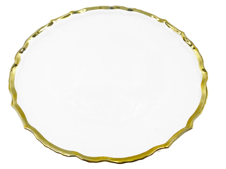 Basel Clear Iced /Gold Trim Charger  Basel Clear Iced /Gold Trim Charger